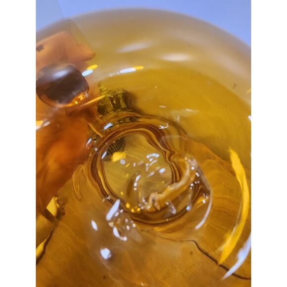 Blenko Hand Blown Art Glass Amber Gold Ribbed Pitcher 8.5" - Picture 8 of 11